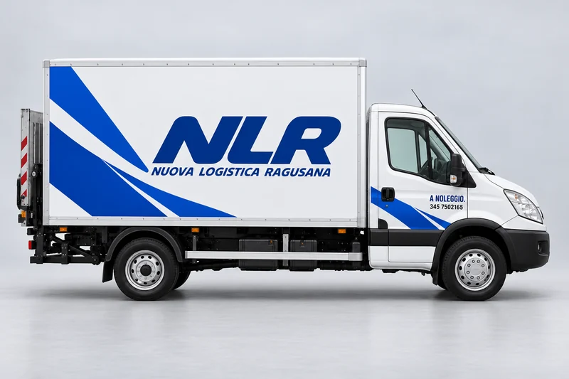 Iveco 35/E4 with tail lift in white with NLR livery — illustrative reconstruction